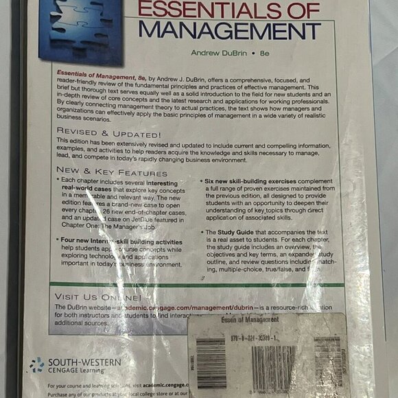 Essentials of Management by Andrew J. DuBrin Verson: 8e Soft Cover - Picture 2 of 5